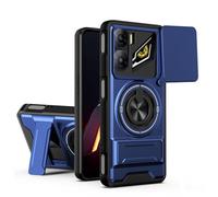 UPLAI Armor Case for ZTE nubia NEO 3 5G with Slide Camera Protector & 360° Rotating Ring Kickstand, Magnetic Military Grade Drop Shockproof Protection Cover, Blue