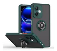 UPLAI Case for Honor 600 Lite 5G, Ultra Thin Shockproof Cover with Magnetic Ring Holder, Premium PC + TPU Bumper Stylish Translucent Frosted Cover.(Dark Green)