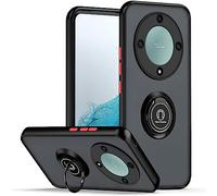 UPLAI Case for Honor Magic 5 Lite 5G (Magic5 Lite), Ultra Thin Shockproof Cover with Magnetic Ring Holder, Premium PC + TPU Bumper Stylish Translucent Frosted Cover.(Black-Red)