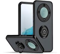 UPLAI Case for Honor Magic 5 Lite 5G (Magic5 Lite), Ultra Thin Shockproof Cover with Magnetic Ring Holder, Premium PC + TPU Bumper Stylish Translucent Frosted Cover.(Black)