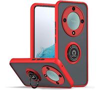 UPLAI Case for Honor Magic 5 Lite 5G (Magic5 Lite), Ultra Thin Shockproof Cover with Magnetic Ring Holder, Premium PC + TPU Bumper Stylish Translucent Frosted Cover.(Red)