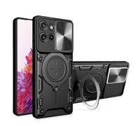 UPLAI Case for Motorola Edge 50 Neo/Moto ThinkPhone 25, Ultra Thin Shockproof Armor Silicone Cover with Slide Camera Cover and Magnetic Hidden Bracket, Premium PC+TPU Durable Cover.Black