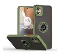UPLAI Case for Motorola Moto G32, Ultra Thin Shockproof Cover with Magnetic Ring Holder, Premium PC + TPU Bumper Stylish Translucent Frosted Cover.(Army Green)