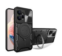 UPLAI Case for Nothing Phone (4a) 5G, Ultra Thin Shockproof Armor Silicone Cover with Slide Camera Cover and Magnetic Hidden Bracket, Premium PC+TPU Durable Cover.Black