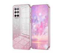 UPLAI Case for OnePlus 8T 5G, Ultra Thin Shockproof Cover with Gradient Color Shining Card and Electroplated Bumper, Premium Soft Silicone Elegant Cover.Pink
