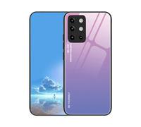 UPLAI Case for OnePlus 8T 5G, Ultra Thin Shockproof Cover with Gradient Color Tempered Glass back, Soft TPU Silicone Bumper Stylish Cover.Pink Purple