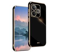 UPLAI Case for Realme GT 6, Ultra Thin Shockproof Protection Cover with Electroplating Design, Premium TPU Bumper and Soft Silicone Stylish Durable Cover.(Black)