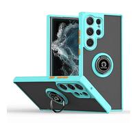 UPLAI Case for Samsung Galaxy S24 Ultra, Ultra Thin Shockproof Cover with Magnetic Ring Holder, Premium PC + TPU Bumper Stylish Translucent Frosted Cover.(Sky Blue)