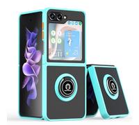 UPLAI Case for Samsung Galaxy Z Flip5, Ultra Thin Shockproof Cover with Magnetic Ring Holder, Premium PC + TPU Bumper Stylish Translucent Frosted Cover.(Sky Blue)