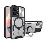 UPLAI Case for VIVO V70 FE, Ultra Thin Shockproof Armor Silicone Cover with Slide Camera Cover and Magnetic Hidden Bracket, Premium PC+TPU Durable Cover.Silvery
