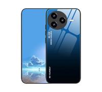 UPLAI Case for Xiaomi Poco F7 Ultra 5G, Ultra Thin Shockproof Cover with Gradient Color Tempered Glass Back, Soft TPU Silicone Bumper Stylish Cover.Blue Black