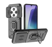 UPLAI Case for Xiaomi Redmi 14C 4G/Poco C75/Redmi A4, Shockproof Armor Cover with Slide Camera Cover and 360° Rotatable Hidden Metal Ring Kickstand, Premium TPU + PC Durable Case. Black