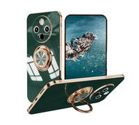 UPLAI Case for Xiaomi Redmi 14C 4G/Poco C75/Redmi A4, Ultra Thin Shockproof Electroplating Design Cover with Ring Holder, Soft TPU Silicone Bumper Cover.Dark Green