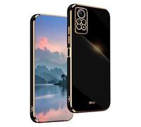 UPLAI Case for Xiaomi Redmi Note 12 Pro 4G, Ultra Thin Shockproof Protection Cover with Electroplating Design, Premium TPU Bumper and Soft Silicone Stylish Durable Cover.(Black)