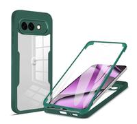 UPLAI Clear Case for Google Pixel 10A, 360° Full Body Military Grade Shockproof Cover with Built-in Screen Protector, Ultra Thin PC + Soft TPU Bumper Case. Green