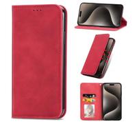 UPLAI Leather Case for Fairphone 5 5G, Magnetic Closure Folio Shockproof Cover with Kickstand Card Slots, Premium PU TPU Skin Feel Durable Wallet Case. Red