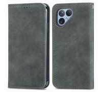 UPLAI Leather Case for Fairphone 6 (Fairphone Gen. 6), Magnetic Closure Folio Shockproof Cover with Kickstand Card Slots, Premium PU TPU Skin Feel Durable Wallet Case. Grey