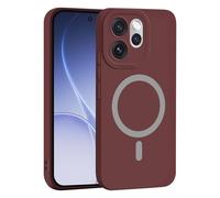 UPLAI Magnetic Case for Oppo Reno 15 Pro 5G Slim Liquid Silicone Cover Scratch-Resistant Microfiber Lining Solid Color Matte TPU Camera Protection Shockproof, Wine Red