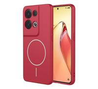 UPLAI Magnetic Case for OPPO Reno 8 Pro 5G (Reno8 Pro 5G), Ultra Thin Silky Liquid Silicone Shockproof Cover with Camera Protection, Soft Fiber Lining TPU Fashion Case. Red