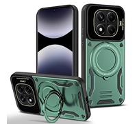 UPLAI Magnetic Case for Xiaomi Redmi Note 14 Pro 4G with 360° Spin Kickstand Shatterproof Camera Protector TPU Edge Military Grade Drop Shockproof Protection Cover, Green