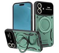 UPLAI Magnetic Case for Xiaomi Redmi Note 14 Pro 5G / POCO X7 5G with 360° Spin Kickstand Shatterproof Camera Protector TPU Edge Military Grade Drop Shockproof Protection Cover, Green