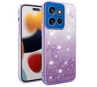 UPLAI Transparent Glitter Case for Motorola Edge 50 Neo/Moto ThinkPhone 25, Ultra Thin Bling Diamond Shockproof Cover with Electroplating Edge, Women Girls Elegant Cover. Purple