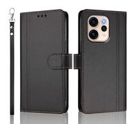 UPLAI Wallet Case for OPPO Reno 15 FS 5G (Reno15 F), Premium Vintage Large Capacity Leather Flip Magnetic Closure Cover with Card Holder, Kickstand Wrist Strap, Black