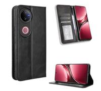 UPLAI Wallet Case for VIVO V50 5G / VIVO V50e 5G, Premium Leather Magnetic Closure Flip Cover, Slim Shockproof Kickstand Case Cover.Black
