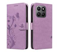 UPLAI Wallet Cover per HONOR 400 Smart 5G, Custodia Tree Embossed PU Leather Flip with Card Slots Kickstand Case Magnetic Protective RFID Blocking, Purple