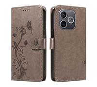 UPLAI Wallet Cover per HONOR 600 Lite 5G, Custodia Tree Embossed PU Leather Flip with Card Slots Kickstand Case Magnetic Protective RFID Blocking, Gray