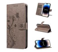 UPLAI Wallet Cover per HONOR Magic 8 Lite 5G, Custodia Tree Embossed PU Leather Flip with Card Slots Kickstand Case Magnetic Protective RFID Blocking, Gray