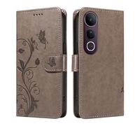 UPLAI Wallet Cover per VIVO V50 Lite 5G/4G, Custodia Tree Embossed PU Leather Flip with Card Slots Kickstand Case Magnetic Protective RFID Blocking, Gray