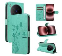 UPLAI Wallet Cover per Vivo X300 Ultra, Custodia Tree Embossed PU Leather Flip with Card Slots Kickstand Case Magnetic Protective RFID Blocking, Green