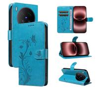UPLAI Wallet Cover per Vivo X300 Ultra, Custodia Tree Embossed PU Leather Flip with Card Slots Kickstand Case Magnetic Protective RFID Blocking, Blue