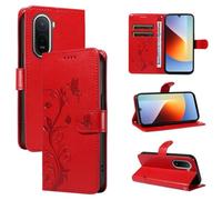 UPLAI Wallet Cover per Xiaomi Redmi A7 Pro 4G, Custodia Tree Embossed PU Leather Flip with Card Slots Kickstand Case Magnetic Protective RFID Blocking, Red