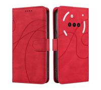 UPLAI Wallet Flip Case for Nothing Phone (3a) 5G, Premium Vintage PU Leather Cover with 3 Card Holder, Kickstand, Shockproof & Hidden Magnetic Adhesion, Red