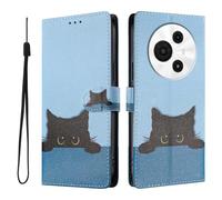 UPLAI Wallet Flip Case for TCL 60 R 5G / TCL 60 5G, Premium PU Leather Pattern Cover with Kickstand, Card Slots Shockproof Magnetic Wireless Charging Women, Black Cat