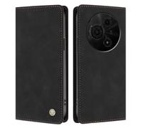 UPLAI Wallet Flip Case for TCL 605 / TCL 60 SE, Premium Leather Cover with RFID-blocking Card Holder, Kickstand, Shockproof & Hidden Magnetic Adhesion, Black