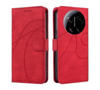 UPLAI Wallet Flip Case for Xiaomi 17 Ultra 5G, Premium Vintage PU Leather Cover with 3 Card Holder, Kickstand, Shockproof & Hidden Magnetic Adhesion, Red