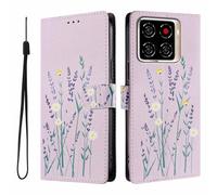 UPLAI Wallet Flip Case for ZTE Blade A56, Premium PU Leather Pattern Cover with Kickstand, Card Slots Shockproof Magnetic Wireless Charging Women, Lavender