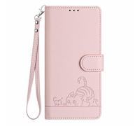UPLAI Wallet Flip Case for ZTE Blade A75 5G / Nubia Focus, Cute Cat Pattern Premium PU Shockproof Leather Cover with Kickstand, Card Slots RFID Blocking Magnetic Close, Rose Gold