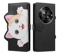 UPLAI Wallet Flip Case for ZTE Blade A75 5G / ZTE nubia Focus, Premium PU Leather Pattern Cover with Kickstand, Card Slots Shockproof Magnetic Wireless Charging Women, Black