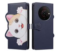 UPLAI Wallet Flip Case for ZTE Blade A76 5G, Premium PU Leather Pattern Cover with Kickstand, Card Slots Shockproof Magnetic Wireless Charging Women, Deep Blue