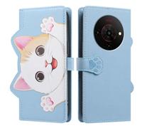 UPLAI Wallet Flip Case for ZTE Blade A76 5G, Premium PU Leather Pattern Cover with Kickstand, Card Slots Shockproof Magnetic Wireless Charging Women, Light Blue