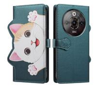 UPLAI Wallet Flip Case for ZTE nubia Focus Pro 5G, Premium PU Leather Pattern Cover with Kickstand, Card Slots Shockproof Magnetic Wireless Charging Women, Deep Green