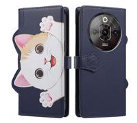 UPLAI Wallet Flip Case for ZTE nubia Focus Pro 5G, Premium PU Leather Pattern Cover with Kickstand, Card Slots Shockproof Magnetic Wireless Charging Women, Deep Blue