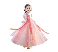 Uplateng Girls Retro Hanfu Dress Chinese Ancient Tang Suit Hanfu Costume Children's Princess Dress 110-160 (Short Pink,XXL(160))