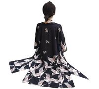 Uplateng Women's Harajuku Loose Long Kimono Japanese Retro Cardigan Crane 3/4 Sleeve Yukata Robe Summer Beach Shawl Bathrobe M-5XL Oversized (M)