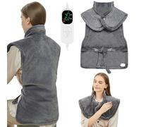 Uplayteck Heating Pad for Neck Shoulders & Back - 24"x37" Large Weighted Electric Heat Pad with 6 Time Settings & 8 Heating Levels, Fast Heating & Overheat Protection, Christmas Birthday Gifts, Grey