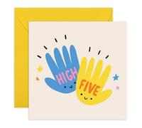 Uplifting High Five Greeting - Cute Cartoon Hands Design - Congrats or Encouragement for Friends, Colleagues, Kids, Him, Her - Celebration and Achievement - Includes Fun Stickers